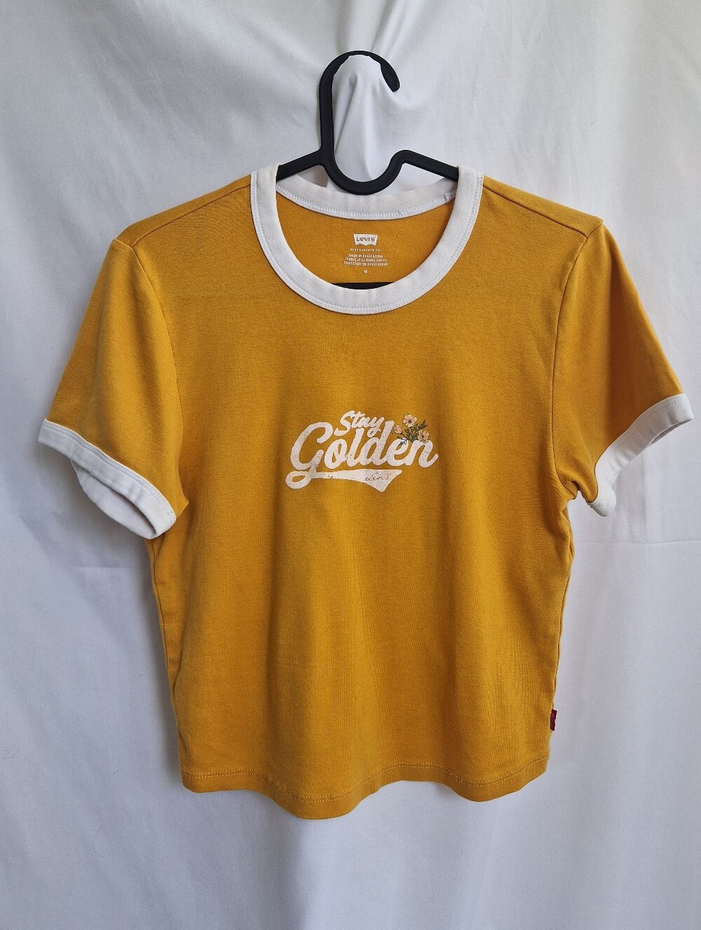 Levi's Yellow Crop Ringer Tee with White Trim